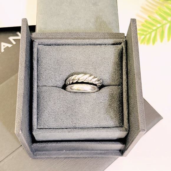 DAVID YURMAN Pure Form Sterling Silver Stackable Ring Set Sz 6 - Picture 6 of 16